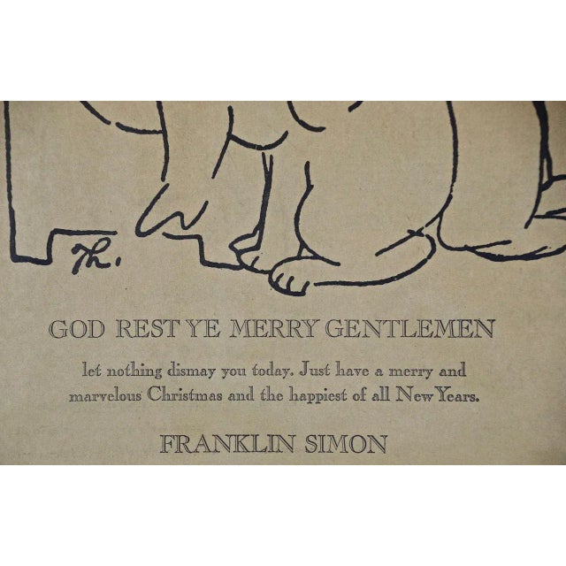 Christmas Lithograph Poster After James Thurber "God Rest Ye Merry Gentlemen", Unknown For Sale - Image 4 of 5