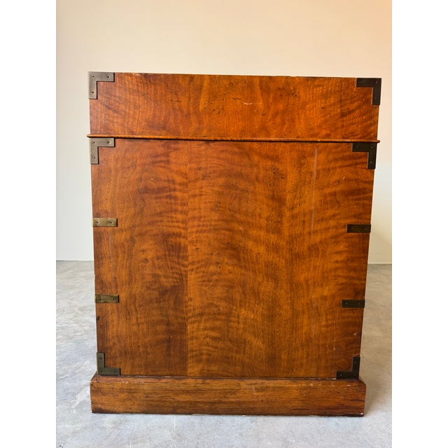 Baker Furniture Milling Road Hollywood Regency Campaign-Style Walnut Desk With Leather Top/ Sold For Sale - Image 9 of 12