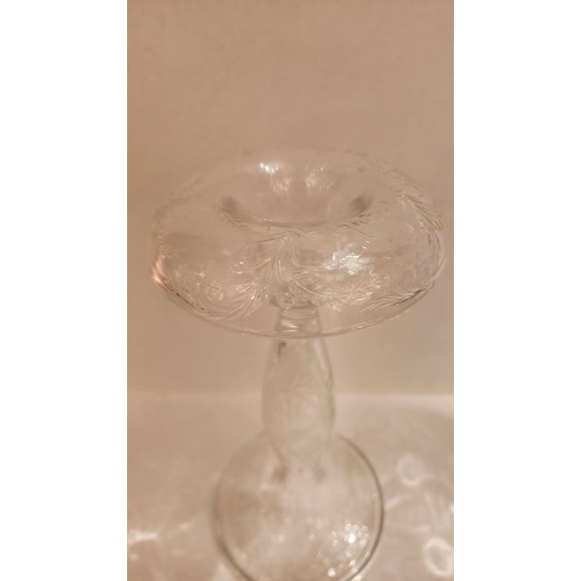 Pair of Early 20th Century Glass Candle Stick Centerpieces For Sale - Image 4 of 9