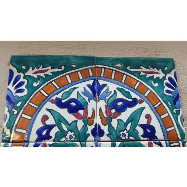 Early 20th Century Jugendstil Ceramic Tile Panel With Floral Motif, Early 20th Century. For Sale - Image 5 of 8