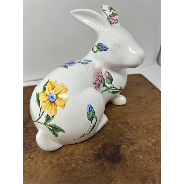 Ceramic Vintage Tiffany and Co. Porcelain Floral Bunny Rabbit Figurine For Sale - Image 7 of 7
