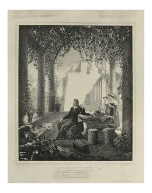 Lithograph Engraving of House de Tasso Torquato
