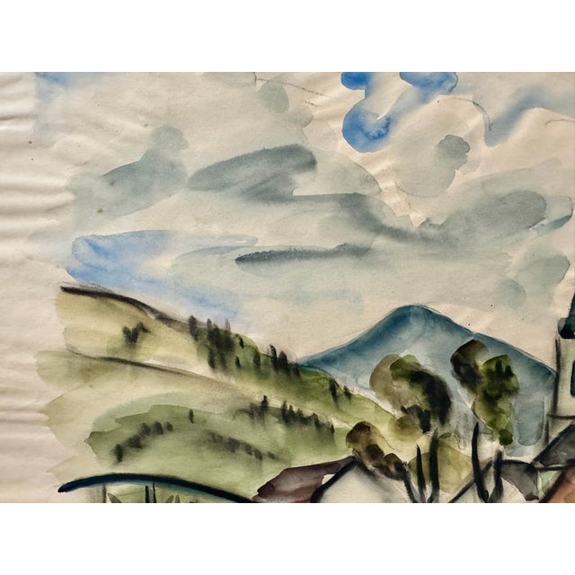 Rustic Henry Emil Salloch Original Watercolor on Paper Mountaun Valley Village, 1936. For Sale - Image 3 of 7