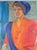 1970s Vintage Oil Painting Portrait of Tall Fashionable Woman - Unsigned For Sale - Image 5 of 10