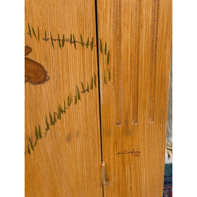 Habersham Cabinet, 1990, a Two-Door TV/entertainment Cabiinet With a Hand Painted Noah's Ark Folk-Art Scene For Sale - Image 11 of 13