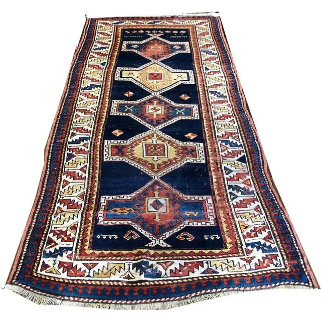 Blue Antique Caucasian Shirvan Runner For Sale - Image 8 of 8