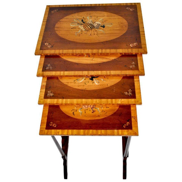Wood 20th Century Sheraton Style Nesting Table Set in Mahogany For Sale - Image 7 of 7