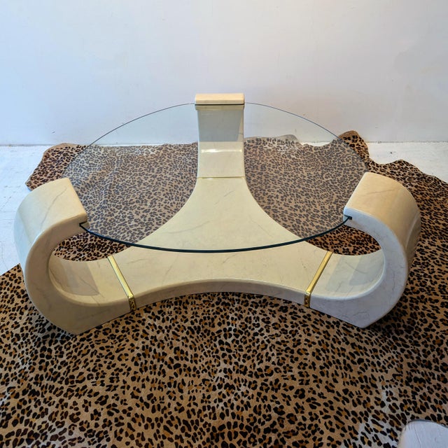 Mid-Century Modern Postmodern Lacquered Coffee Table in the style of Karl Springer, 1980s For Sale - Image 3 of 11