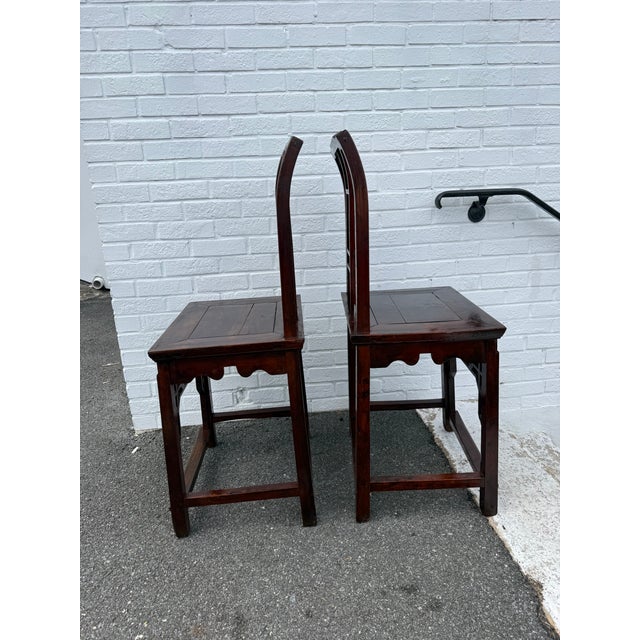 19th Century Pair of Chinoiserie Style Carved Wood Hall Chairs For Sale - Image 15 of 16