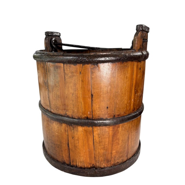 19th C. Hand-Forged Wood and Iron Well Bucket For Sale In Los Angeles - Image 6 of 18