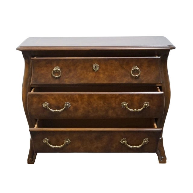 Late 20th Century Drexel Heritage Solid Walnut Louis XV French Provincial 28" Bombe Gentleman's Chest For Sale - Image 5 of 12
