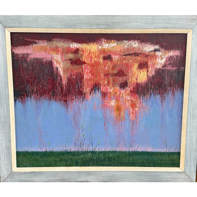Abstract Mid Century Abstract Landscape Painting by Donald Weismann Titled "Fall Out" For Sale - Image 3 of 11