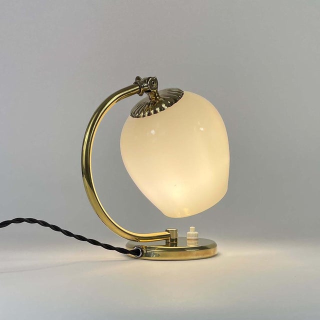 Brass and Opaline Glass Table Lamp, Finland, 1950s For Sale - Image 9 of 15