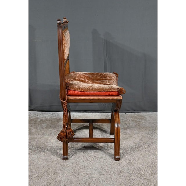 Renaissance Style Curule Chair in Walnut, Late 19th Century For Sale - Image 3 of 18