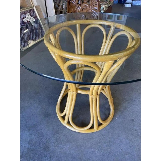 1950s Restored Boho Chic Rattan "Hour Glass" Dining Table For Sale - Image 5 of 8
