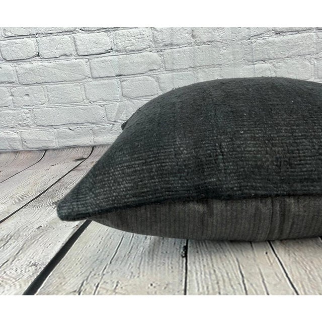 20 x 20 Hemp Pillow Turkish Cushion Natural Grayish Black Pillow Cushion Cover For Sale - Image 4 of 4