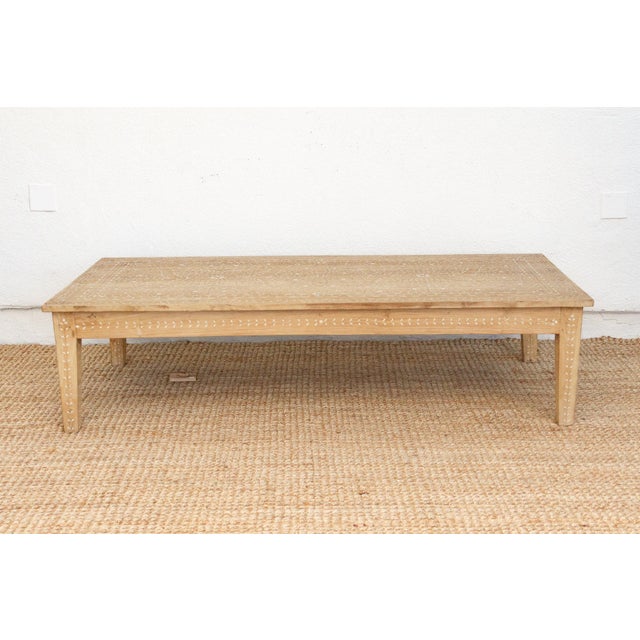Contemporary Large Enchanting Bleached Wood Inlaid Coffee Table For Sale - Image 3 of 11