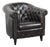 Chesterfield Club Chair in Dark Cowhide Leather For Sale