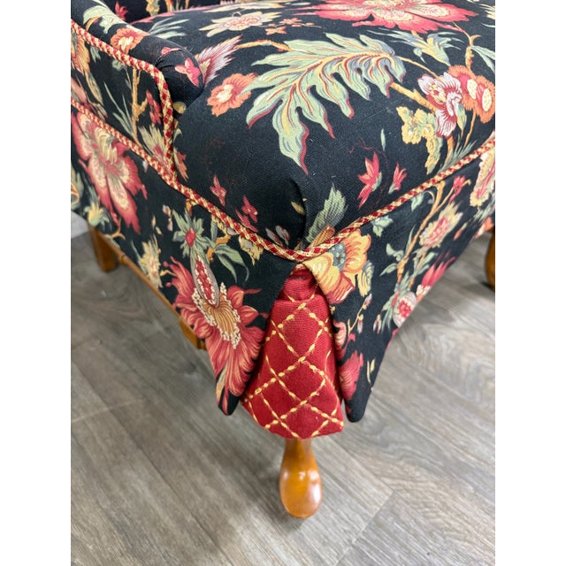 Vintage Queen Anne Style Wingback Lounge Chairs - Pair For Sale - Image 4 of 17
