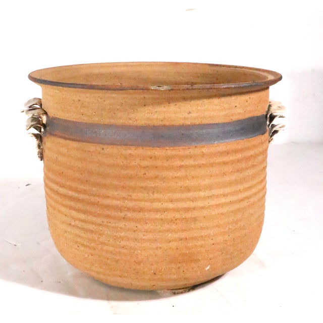 1970's Studio Made Art Pottery Stoneware Planter With Fungus Growth Decoration For Sale - Image 4 of 15