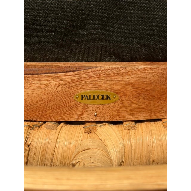Palecek Palecek Aries Coastal Rattan Lounge Chair With Tan Upholstery For Sale - Image 4 of 6