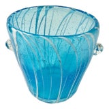 1960s Italian Hollywood Regency Pablo Venini Murano Glass Ice Bucket With Petite Bubbles For Sale
