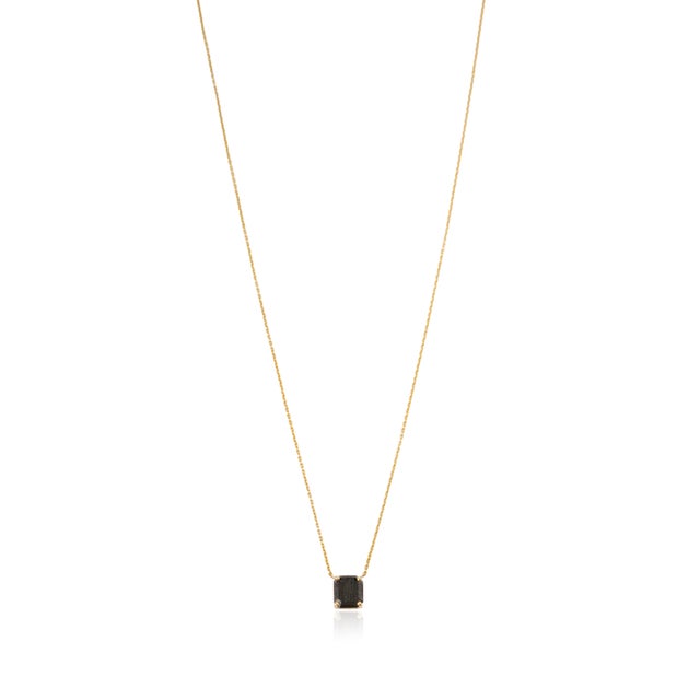 Metal 1.82 Carat Natural Black Diamond Solitaire Pendant Necklace in 18k Yellow Gold For Sale - Image 7 of 14