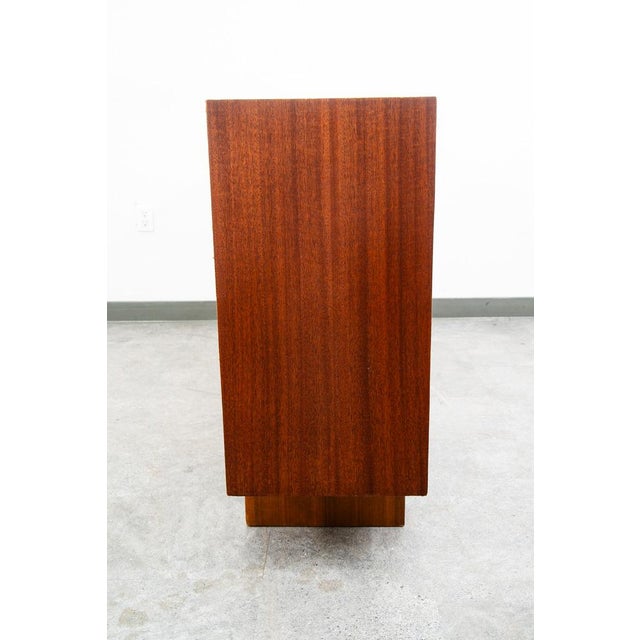 Mid Century Danish Modern Credenza Sideboard Oak Teak Drawers Madsen Bar Glass For Sale - Image 4 of 12