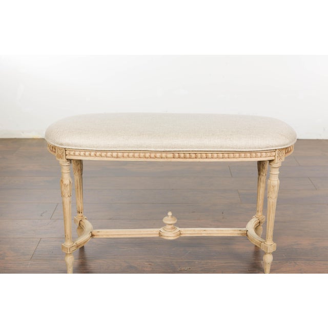 Neoclassical Style 1900s French Carved Walnut Bench with Natural Finish For Sale - Image 9 of 12