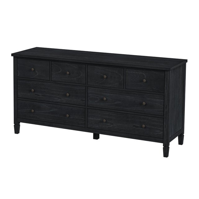 Black Flagstaff 64 in. W Rectangular Wood 8 Drawer Dresser, Black Cane For Sale - Image 8 of 8