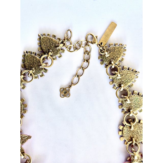 2014 Oscar De La Renta Necklace Pink Runway Bold Crystal Resin Gripoix Style Floral Flowers Spring Collar Zvollier For Sale - Image 12 of 13