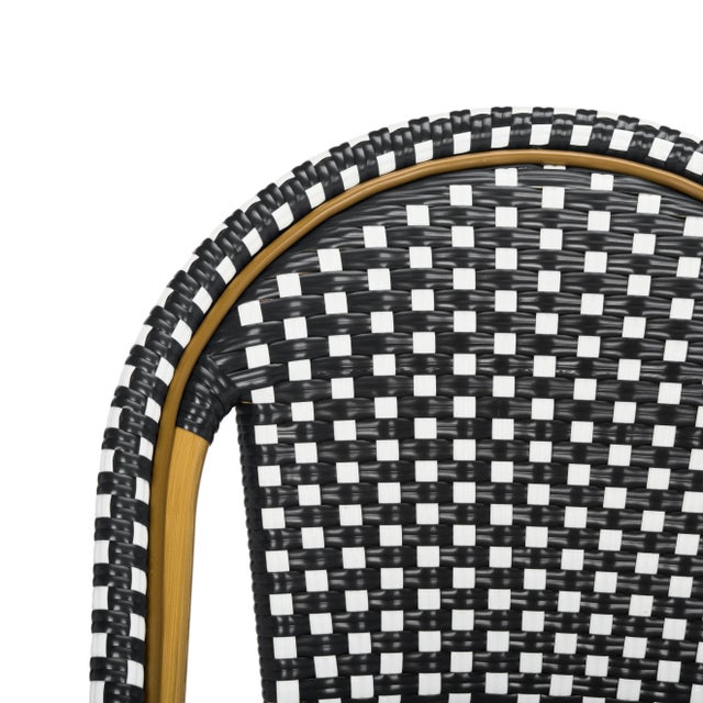 2020s Perry Indoor-Outdoor French Bistro Stacking Side Chair in Black & White & Light Brown - a Pair For Sale - Image 5 of 8