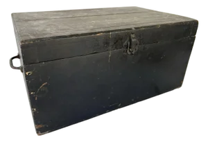 Early 20th-Century Primitive Black Painted Wood Storage Chest