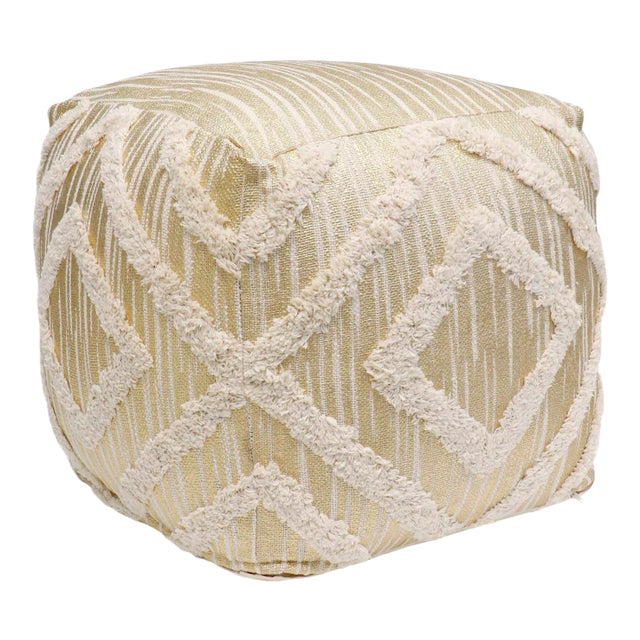Pasargad Home Grandcanyon Gold Cotton Pouf For Sale