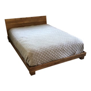 CB2 Wood Queen Headboard & Bedframe For Sale