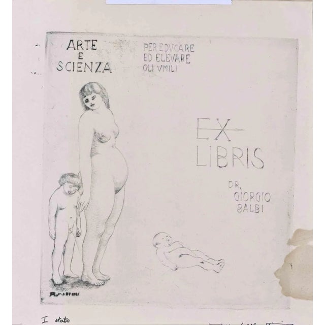 Alberto Martini, Ex-Libris Giorgio Balbi, Woodcut Print, 1944 For Sale