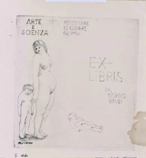 Alberto Martini, Ex-Libris Giorgio Balbi, Woodcut Print, 1944