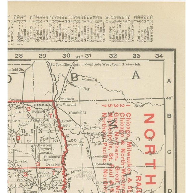 Antique Map of North Dakota with Fort Berthold Reservation from Rand McNally, 1899 For Sale - Image 3 of 12