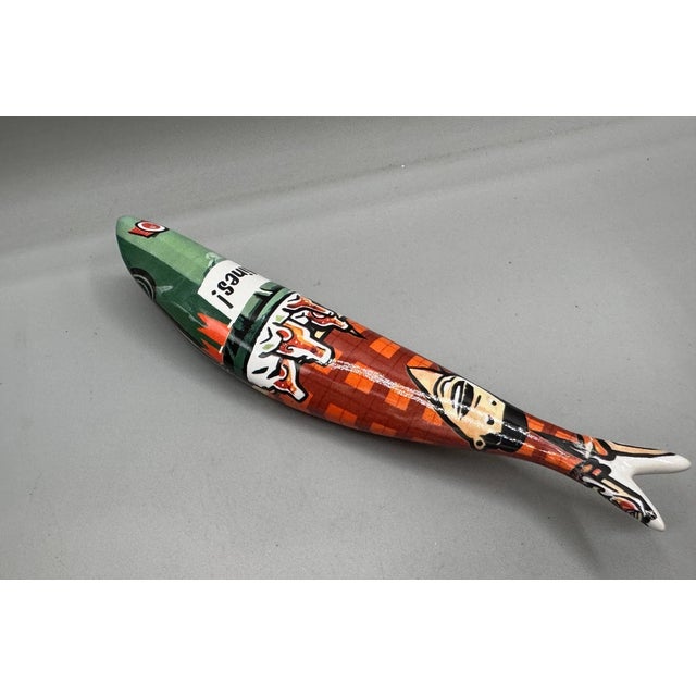 Mid-Century Modern Vintage MCM Sardinha Bordallo Pinheiro Ceramic Sardine Figurine For Sale - Image 3 of 4