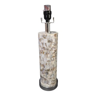 Late 20th Century Coastal Capiz Shell Column Table Lamp For Sale