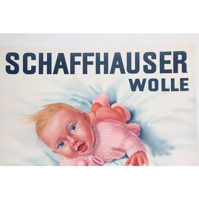 Industrial Vintage Poster Swiss Schaffhauser Wolle Wool Yarn Knitting 1935 For Sale - Image 3 of 12