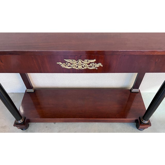 Biedermeier Console With Ebonized Columns and Bronze Mounts and Drawer For Sale - Image 9 of 12