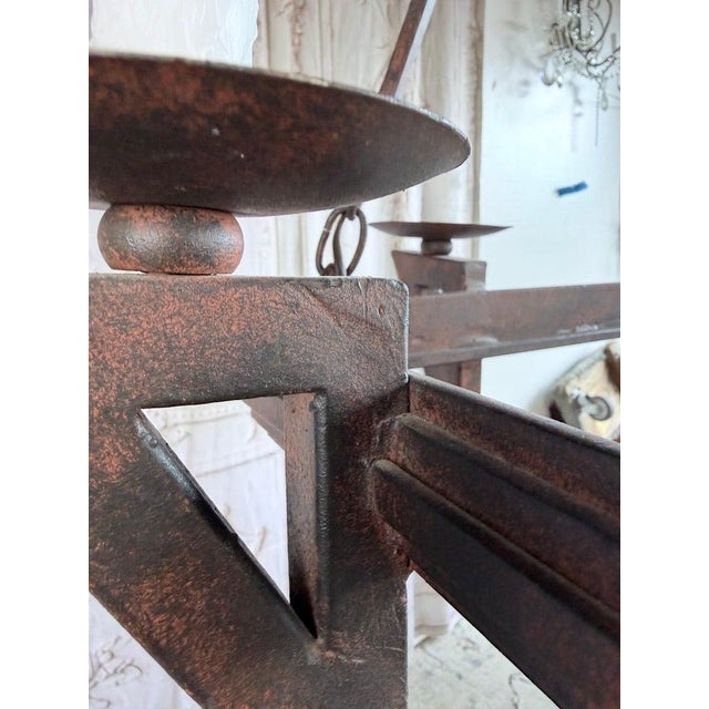 Mid 20th Century 20th Century Spanish Style Wrought Iron Chandelier 6-Light For Sale - Image 5 of 10