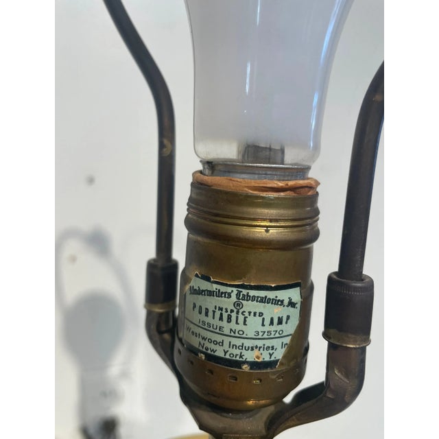 Gold Gilded Hollywood Regency Table Lamp With Egyptian Revival Ceramic Heirogylph Motifs For Sale - Image 8 of 10