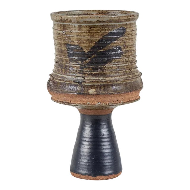 Studio Ceramic Ribbed Goblet For Sale