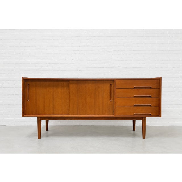 Mid-Century Modern Mid Century Modern Styled Handmade Teak Credenza | Danish Media Stand Sideboard For Sale - Image 3 of 12