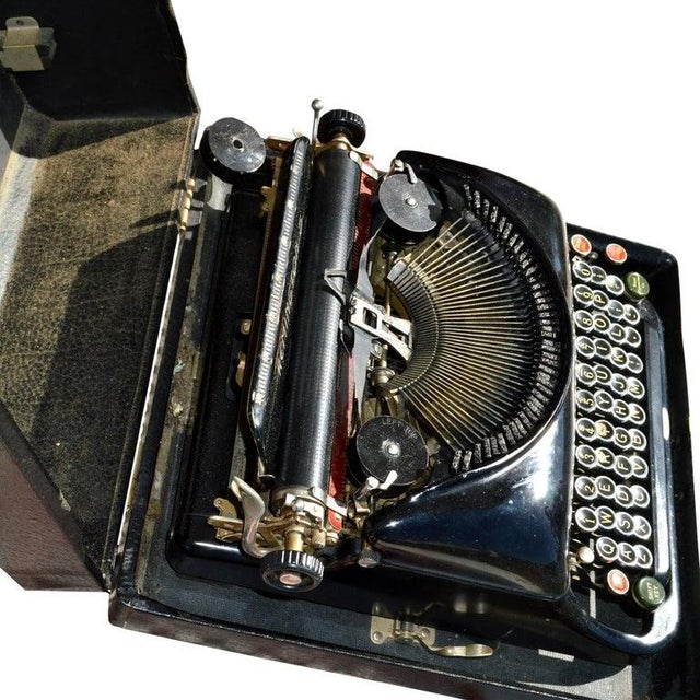 Metal Vintage Remington Rand Model 5 Typewriter With Portable Carrying Case For Sale - Image 7 of 10