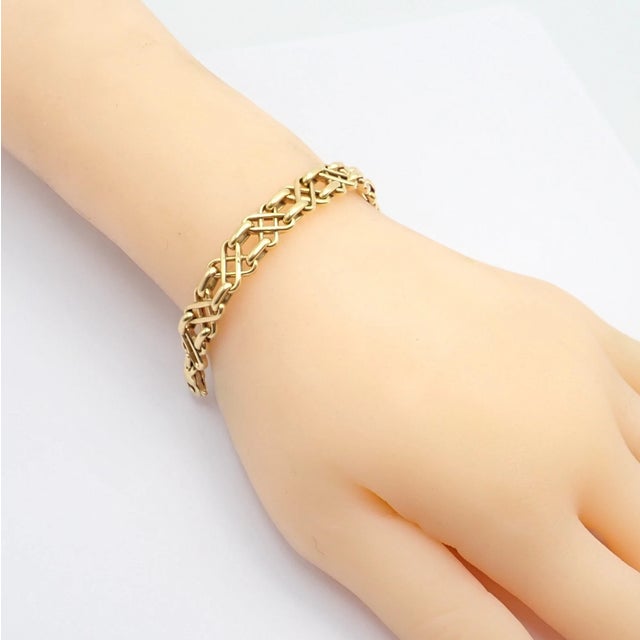 Tiffany and Co. Authentic Vintage Tiffany & Co. Yellow Gold Basket Weave Bracelet For Sale - Image 4 of 8