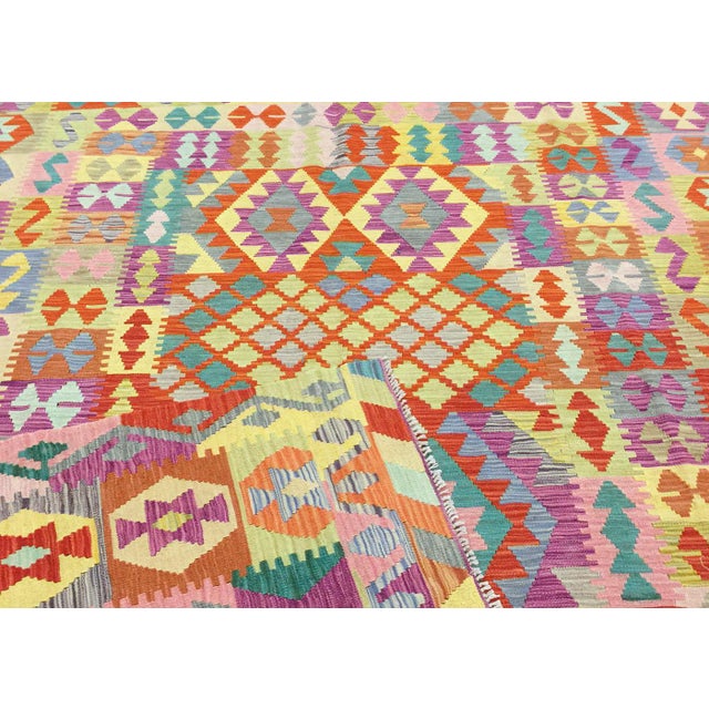 AFGHAN MAIMANA KELIM Tapis 45x45 Tissé à la Main Carré Coloré