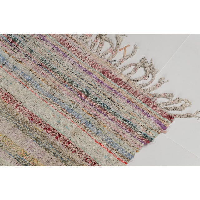 1960s Nautral Vintage Colourful Stripe Kilim For Sale - Image 5 of 9